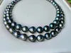 Kedjor 8-10 mm stor storlek Natural Real Barock Southsea Black Pearl Necklace Tahiti Strand String 39cm lång