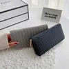 Wallets 2022 Women Weave Wallet Leather Wrist Handle Phone Case Long Section Money Pocket Pouch Handbag Women Purse Card Holder Wallet Z0323