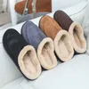 Pantoufles Chaussons pour hommes maison hiver intérieur en peluche chaussures chaudes fond épais en peluche imperméable en cuir maison pantoufles homme daim coton chaussures 230323