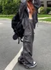 Spodnie damskie Capris Houzhou Y2K Parachute Pants Woman Hippie Streetwear Ogabersa Pockets Spodnie HARAJUKU TechWear szerokie Pantalone Egirl Style 230323
