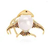 Broszki 100pcs moda Big Pearl Gold Fish Bról Pins for Women Dresses Akcesoria