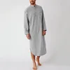 Mäns kläder Incerun Cotton Men's Sleep Robes Solid Color Long Sleeve Nightgown O Neck Leisure Mens Bathrobes Comfort Homewear Plus Size 230322