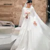 فساتين الحفلات Vestidos de Novia Simple Vintage White Ivory Satin Wedding Dress For Women Long Sleeves Princesa Bridal Bridal Robe Marie Custom 230322