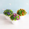 Decoratieve bloemen 14x15cm kunstmatige bloem bonsai mini groen gras ball pot pot balkon woonkamer bruiloft feest decor nep planten
