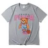 Erkek tişörtler inaka güç tshirt komik pembe basketbol ayı desen baskı tişört yaz erkek kadın premium saf pamuk tees büyük boy tişörtler 230323