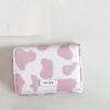 Portefeuilles pallet koe print pu lederen visitekaartje houder vrouwelijke munten pouch dames tri-voudige carteras para mujer kaarthouder portemonnees z0323