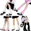 Meias femininas malha de malha de crochê doce menina de cor sólida malha térmica Manga de inverno joelho alto bota d5qb
