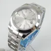 Наручительные часы 36 мм бизнес -серебряный циферблат мужчинам, наблюдая за NH35A Pt5000 Miyota 8215 Автоматический полированный браслет сапфировый кристалл