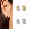 Hoop Earrings 925 Sterling Silver Ear Needle Luxury Double Diamond Zircon Cuff Clip For Women No Piercing Earring Fashion Jewelry