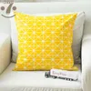 Federa per cuscino decorativo per la casa simpatico plaid giallo stampa cotone lino quadrato 45x45 cm