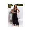 Jumpsuits voor dames rompers elegante vrouwen diep v nek sexy solide pailletten long jumpsuit playsuit playsuit wide been pant chiffon