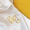 Designer-Ohrringe für Damen und Herren, luxuriös, modisch, vergoldet, mit eingelegten Strass-Buchstaben, symmetrischer Ohrstecker, Geschenk zum Hochzeitstag