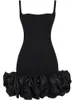 Elegante dames mouwloze riem korte mini vierkante hals laag uitgesneden bodycon zwarte ruches zoomjurk clubwear vestidos