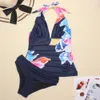 Nowy dwuczęściowy bikini halter v szyja bandaż strój kąpielowy seksowne stroje kąpielowe vintage plus tankowis