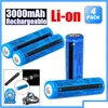 Батареи 4pack liion Перезаряжаемая 3000 мАч 18650 батарея 3,7 В 11,1 Вт BRC Not AAA или AA для фонарика Torch Laser Drop Dropel Elect Dhlwl