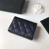 10A Bolsa de cartão acolchoada clássica de designer de luxo de alta qualidade feminina mini bolsa de couro preto caviar diamante xadrez bolsa de moedas bolsa de embreagem com caixa.