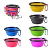 Pet Dog Bowls Folding Portable Dog Food Container Silicone Pet Bowl Puppy Collapsible Bowls Pet Feeding Bowls With Climbing Buckle Dh5783