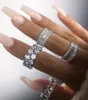 Clusterringen Luxe 925 Silver Band voor dames Pave Gemaakte diamant bruiloft verloving Cocktail Witte topaz vinger fijne sieraden