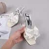 Robe Chaussures Femme Sparkly Bow Talons Mode Bling Transparent Bouts Pointus Sandales Élégant Slingback Cristal Femme Parti Pompes 230323