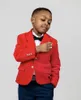 Costumes pour hommes Blazer d'hiver chaud en velours côtelé rouge avec pantalon bleu Costumes de mode/Mariage Bal Fête d'anniversaire Ensemble pour enfants/Vêtements pour enfants