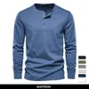 Survêtements pour hommes AIOPESON Henley col chemise décontracté couleur unie à manches longues pour l'automne haute qualité 100 coton s 230322