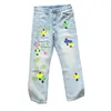 Men's Jeans Mens Jeans Designer Embroidery Chrome Straight Trousers Heart Letter Prints for Women Casual Long Trend Brand Motorcycle Pants