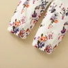 Bébé Floral Vêtements Ensembles Couleur Unie À Manches Longues Barboteuses Infant Ruffle Onesies Toddler Filles Élastique Fleur Imprimé Pantalon Bandeaux Ropa Bebe