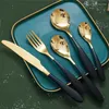 Dinnerware Sets 5pcs Stainless Steel Western Tableware For Kitchen Home Baked Lacquer Craft Cutlery Set Knife Fork Spoon Luxury