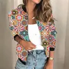 Giacche da donna Giacca da donna con cerniera alla moda Capispalla Primavera Autunno Manica lunga Chic Cappotto casual femminile con stampa floreale vintage