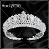 Bruiloft haar sieraden Hadiyana bling bruiloft kroon diadeem tiara met zirconia kristal elegante vrouw tiaras en kronen voor optocht feest bc3232 230323