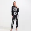 Familjsmatchande kläder Halloween Scary Skeleton Costume för vuxna barn Horror Skull Jumpsuit Carnival Party Hodded Parent Child Pyjama 230323