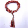 Kedjor 8mm rhodochrosite 108 pärlor Tassel knuten halsband chic bön armband läker lycklig chakra klassisk spiritualitet armband fancy