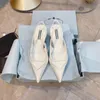 Luksusowy projektant butów damskich damskie buty na wysokim obcasie markowe sandały wsuwana szpiczasta szpilka najnowsza moda damska oryginalne skórzane płytkie obcasy różowe sandały 35-40 + pudełko