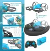 Elektriska RC -båtar 3 i 1 Air Water Land Remote Control Helicopter Airplane for Kids Electric Fishing Toys Barco 230323