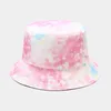 New Fashion Colorful Reversible Fisherman Hat Spring Summer Tie Dye Bucket Cap Printed Pattern Sun Hat HCS243