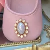 First Walkers Dollbling Crystal Stone Buckle Satin Silk Lace-up Size 1 2 3 Personalized Bottom Name Letters Prewalk Baby Baptism Shoe 230323