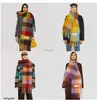 Scarves Scarf Winter Double-sided Rainbow Plaid Shawl Long Seahorse Hair Color Contrast Men's Same Tassel