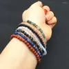 Strand 7 Stcs/Set 4 mm Naturstein Runde Perlen Frauen Männer Armband 18 cm Mädchen Geschenke farbenfrohe Perlen rote schwarze Moos Achate