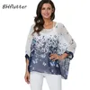 Herrbadkläder bhflutter 4xl 5xl 6xl plus size kvinnor blus sexig off axel leopard tryck sommar toppar tees casual chiffon blusar skjortor skjortor