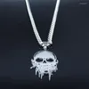 Pendant Necklaces Fashion Punk Music Skull Stainless Steel Chain Women Silver Color Statement Necklace Jewelry Cadenas Mujer N4403S07