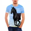 T-shirts masculins nuissydesignens t-shirt Vêtements masculins 3d Crazy Horse Shirt causal O-Neck Hommes adolescents Tops Tee Tshirt Animal Cool