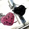 Love Heart-shaped Riveted Chain Biker Bag Leisure Cool Versatile Shoulder Crossbody Handbag 0413