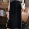 Skirts RONGYI 100Wool Autumn Winter Midlength Women High Waisted Cashmere End Thick ALine Knit Wild Base 230322