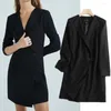 Damenanzüge Elmsk Frauen Blazer und Jacken England Stil Mode Büro Dame Solide Lang Blazer Sexy Party Kleid Mujer 2023