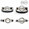 Bangle 10pc Floating Living Memory Locket Bracelet 316L Stainless Steel With Black PU Fit Charms