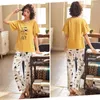 Women's Sleepwear CKE-104 Spring Summer Short Sleeve Pajamas Women Modal Lovely Home Clothing For Ladies Simple Cotton Outside Pajama Suit