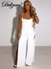 Women's Jumpsuits Rompers Dulzura Summer Women Sexy Y2K Lace Up Backless Strap Rompers Slit Wide Leg Jumpsuit Outfits Vacation Streetwear Overalls 230323