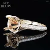 حلقات الكتلة Helon 10-11mm Round Cut Real 14k Gold Gold 0.42ct Diamond Completing Semi Mount Ling Ring Women Jewely Jewelry