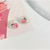 Stud Earrings 2023 Japanese Korean Fashion Cute Peach Love Heart Earring For Women Summer Aesthetic Sweet Piercing Brincos Trend Jewelry