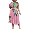 Kjolar D298 kvinnors tryck topp veckade kjol kostym stor afrikansk twopiece set 230322